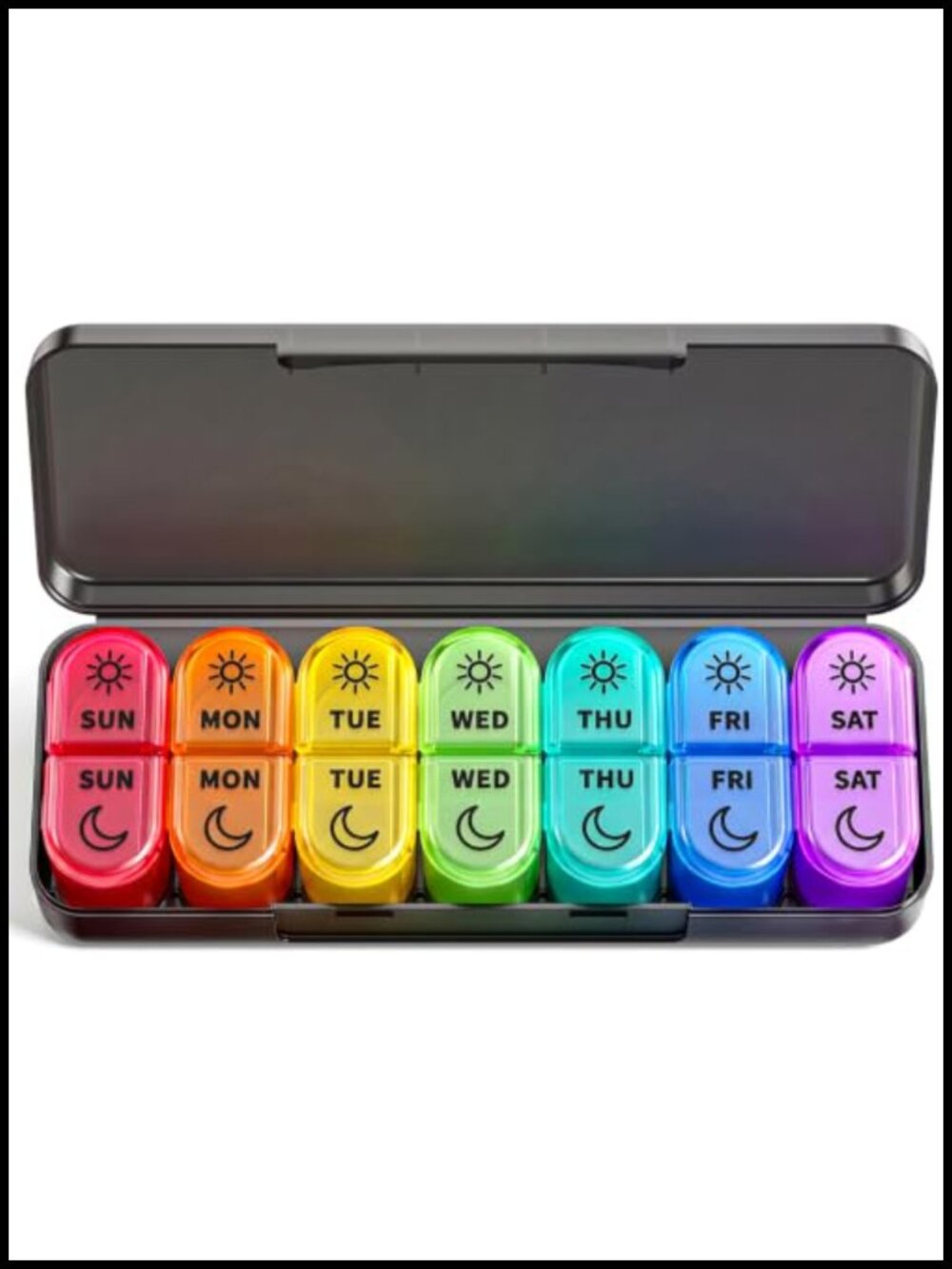 Weekly AM PM Pill Organizer Removable Trays Snap Lids Travel Case